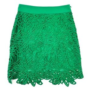 Milly New York lace skirt Size 0 Green Floral guipure Luxury Special Occasion